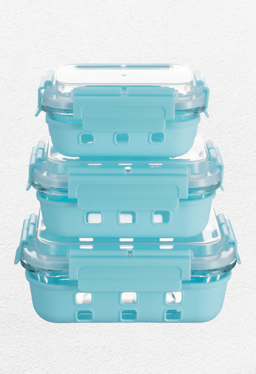 HI-TOP Lids With Pro Grade Removable Lockdown Levers & Silicone Sleeve (Rectangular 3 container set)