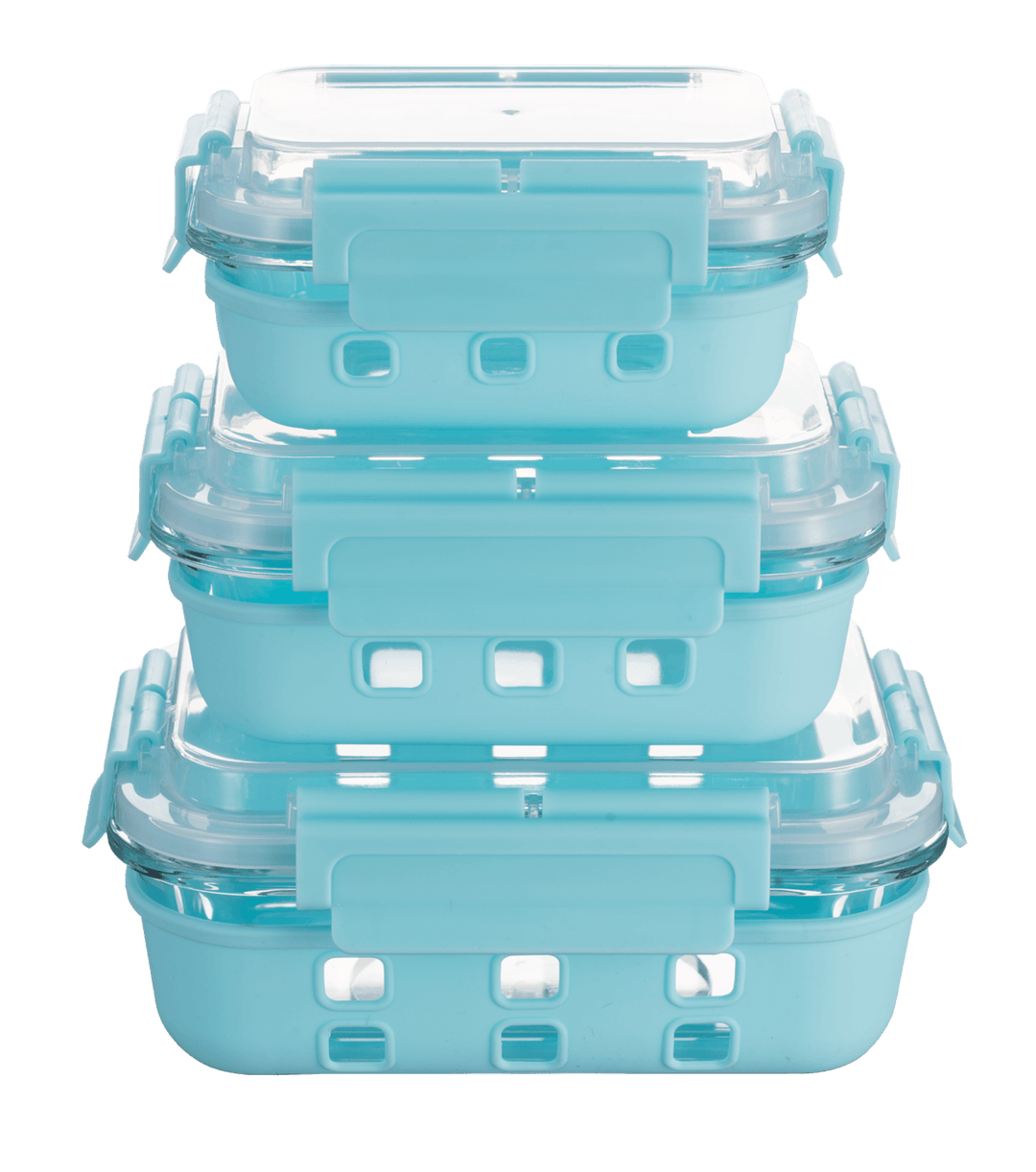 HI-TOP Lids With Pro Grade Removable Lockdown Levers & Silicone Sleeve (Rectangular 3 container set)