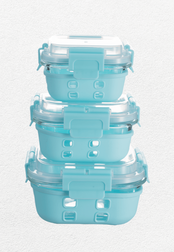 HI-TOP Lids With Pro Grade Removable Lockdown Levers & Silicone Sleeve (Square 3 container set)