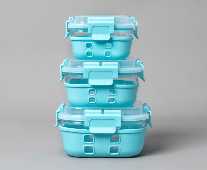 HI-TOP Lids With Pro Grade Removable Lockdown Levers & Silicone Sleeve (Square 3 container set)