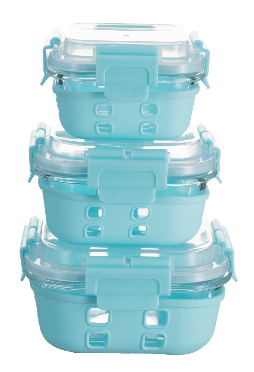 HI-TOP Lids With Pro Grade Removable Lockdown Levers & Silicone Sleeve (Square 3 container set)